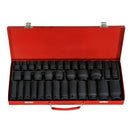 35pcs 1/2" Drive Impact Socket Set Metric 8-32mm with Case