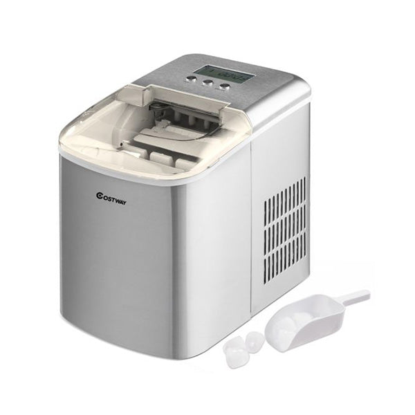 Portable Ice Machine with Self Clean Function for Kitchen and Restaurant Silver