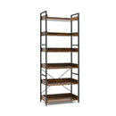 6 Tier Industrial Bookcase With Metal Frame For Garage Living Room
