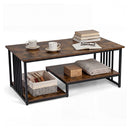Industrial Coffee Table Rectangular 2 Tier With Open Shelf Brown