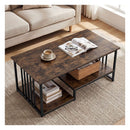 Industrial Coffee Table Rectangular 2 Tier With Open Shelf Brown