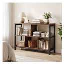 Industrial Storage Organizer With 5 Cubes And Metal Frame Rustic Brown