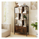 Industrial Tall Bookshelf With Shelves And Cabinet Brown And Black