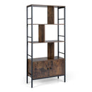 Industrial Tall Bookshelf With Shelves And Cabinet Brown And Black