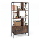 Industrial Tall Bookshelf With Shelves And Cabinet Brown And Black