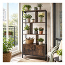 Industrial Tall Bookshelf With Shelves And Cabinet Brown And Black