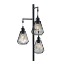 Industrial Tree Floor Lamp With 3 Birdcage Lampshades Black