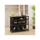 4 Tier Liquor Bar Cabinet With 3 Open Shelves And Wine Rack