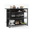 4 Tier Liquor Bar Cabinet With 3 Open Shelves And Wine Rack