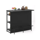 4 Tier Liquor Bar Cabinet With 3 Open Shelves And Wine Rack