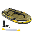 Inflatable Boat 3 Person Fishing Raft With Oars Pump And Mount Green