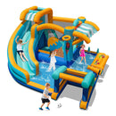 Inflatable Water Park With Market And Climbing Wall Without Blower