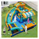 Inflatable Water Park With Market And Climbing Wall Without Blower