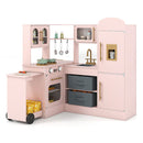 Interactive Wooden Playset With Retractable Countertop For Ages 3 Pink
