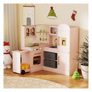 Interactive Wooden Playset With Retractable Countertop For Ages 3 Pink