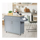 Kitchen Island Cart With Lockable Rubber Casters For Kitchen