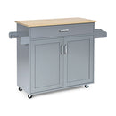 Kitchen Island Cart With Lockable Rubber Casters For Kitchen
