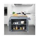 Kitchen Island Cart With Lockable Rubber Casters For Kitchen