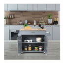 Kitchen Island Cart With Lockable Rubber Casters For Kitchen
