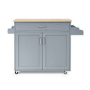 Kitchen Island Cart With Lockable Rubber Casters For Kitchen
