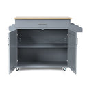 Kitchen Island Cart With Lockable Rubber Casters For Kitchen