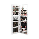 White Lockable Mirror Jewelry Cabinet With 3 Colour Led Light