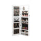 White Lockable Mirror Jewelry Cabinet With 3 Colour Led Light