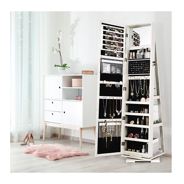 Full Length Mirrored Jewellery Cabinet Rotates 360 Degree