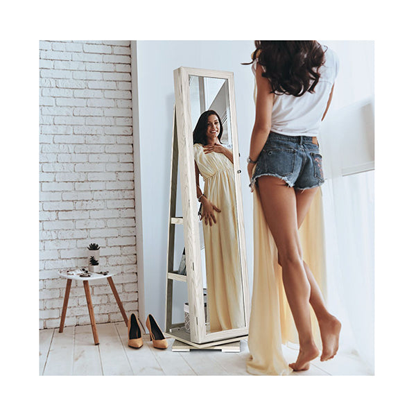 Full Length Mirrored Jewellery Cabinet Rotates 360 Degree