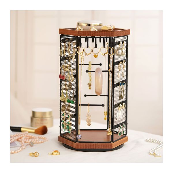 Jewellery Organiser 360 Rotating Holder Storage Hexagon Rack