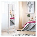 Jewelry Armoire Cabinet Organizer With Cheval Mirror White