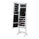 Jewelry Armoire Cabinet Organizer With Cheval Mirror White