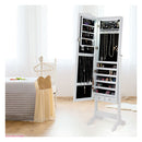Jewelry Armoire Cabinet Organizer With Cheval Mirror White