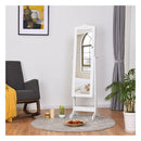 Jewelry Armoire Cabinet Organizer With Cheval Mirror White
