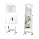 Jewelry Armoire Cabinet Organizer With Cheval Mirror White