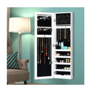 Lockable Jewelry Cabinet with 2 LED Lights for Daily Makeup