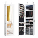Jewelry Cabinet Armoire With Full Mirror With Lock And Lights White