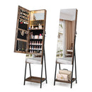 Lockable Freestanding Jewelry Organizer With Full Length Mirror