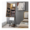 Lockable Freestanding Jewelry Organizer With Full Length Mirror