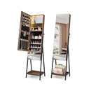 Lockable Freestanding Jewelry Organizer With Full Length Mirror