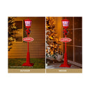 Christmas Lamp Post Lights With Falling Snow Street Red Decor