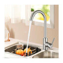 Brushed Nickel Kitchen Sink Mixer Tap Gooseneck Swivel Spout