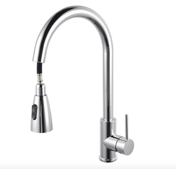 Chrome 360 Swivel Round Kitchen Sink Mixer Tap Pull Out