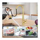 Brushed Gold Kitchen Sink Mixer Tap Round Pull Out Tap Laundry Sink