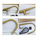 Brushed Gold Kitchen Sink Mixer Tap Round Pull Out Tap Laundry Sink
