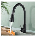 Gooseneck Pull Out Tap Kitchen Sink Mixer Tap Swivel Round Black