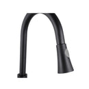 Gooseneck Pull Out Tap Kitchen Sink Mixer Tap Swivel Round Black