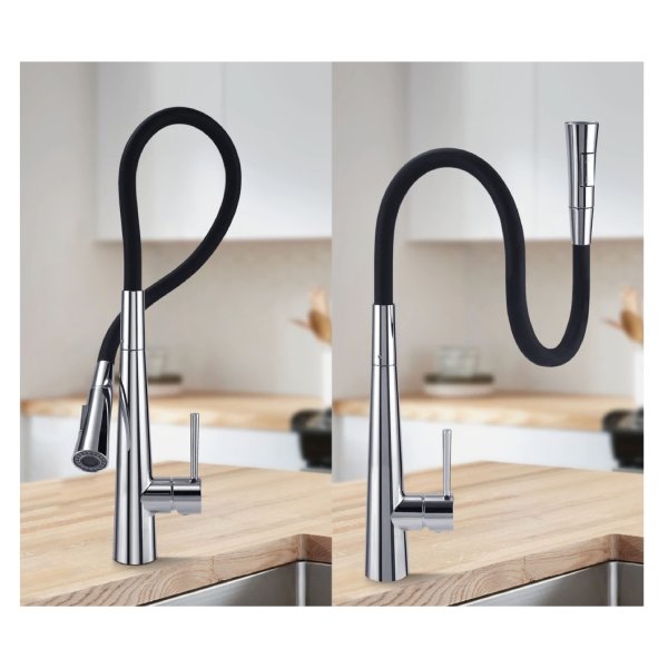 Chrome Flexible Silicone Rubber Spout Kitchen Tap