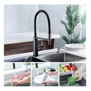 Swivel Flexible Black Kitchen Mixer Tap Gooseneck Pull Down Faucet