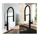 Gooseneck Pull Down Spray Swivel Brass Laundry Sink Faucet Black